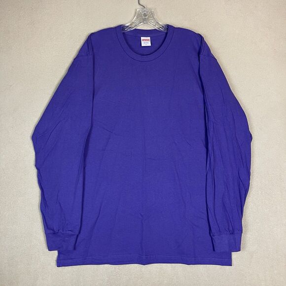 Supreme T Shirt‎ Mens XL Purple Long Sleeve Crew Neck Pre Shrunk Cotton Tee - Picture 1 of 10